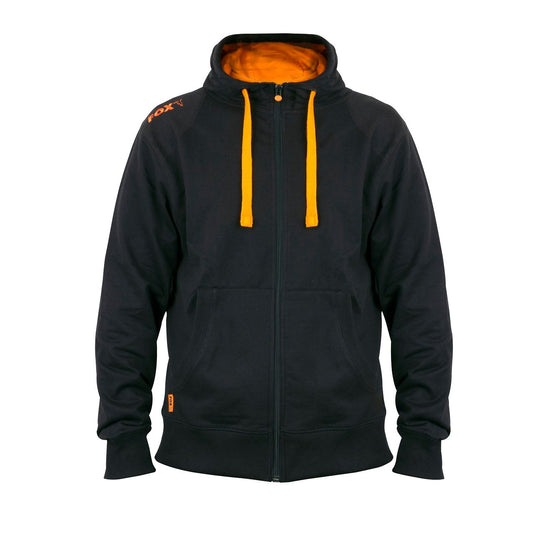 LIGHTWEIGHT ZIPPED HOODY BLACK/ORANGE