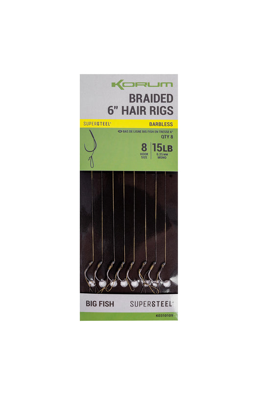 BIG FISH BRAIDED HAIR RIGS 6" Barbless