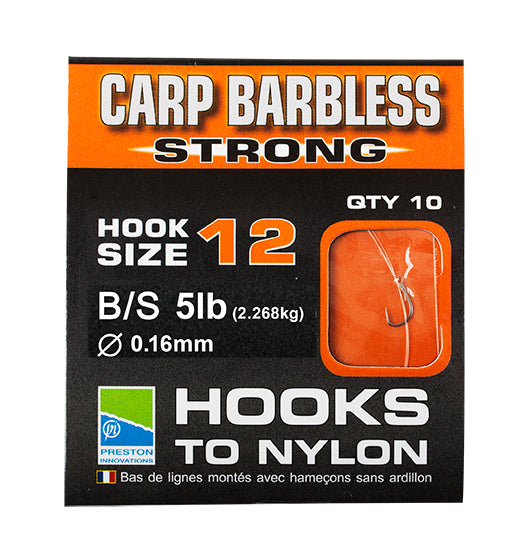 BARBLESS CARP STRONG-HOOKS-TO-NYLON